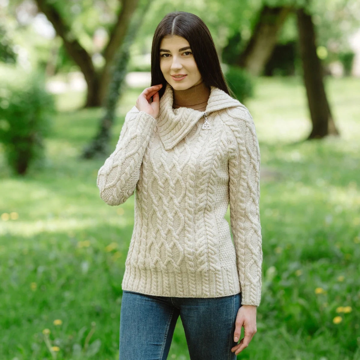 Women’s Merino Wool Zip-Neck Sweater – Classic Warm Wool Knit Pullover - Image 6 | CeltHaus